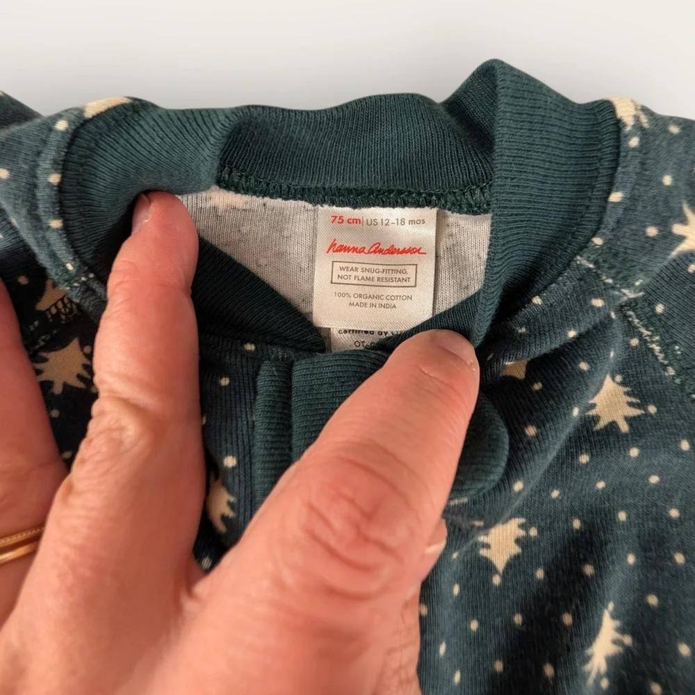 Hanna Andersson Kids 12-18 Months Green Christmas Tree Organic Cotton Sleeper